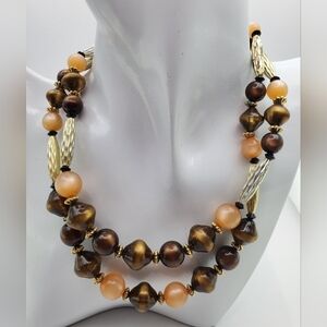 Coro‎ moonlit glow retired necklace vintage multi strand N0702